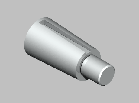 A graphic artist’s rendering of a tapered shaft end.